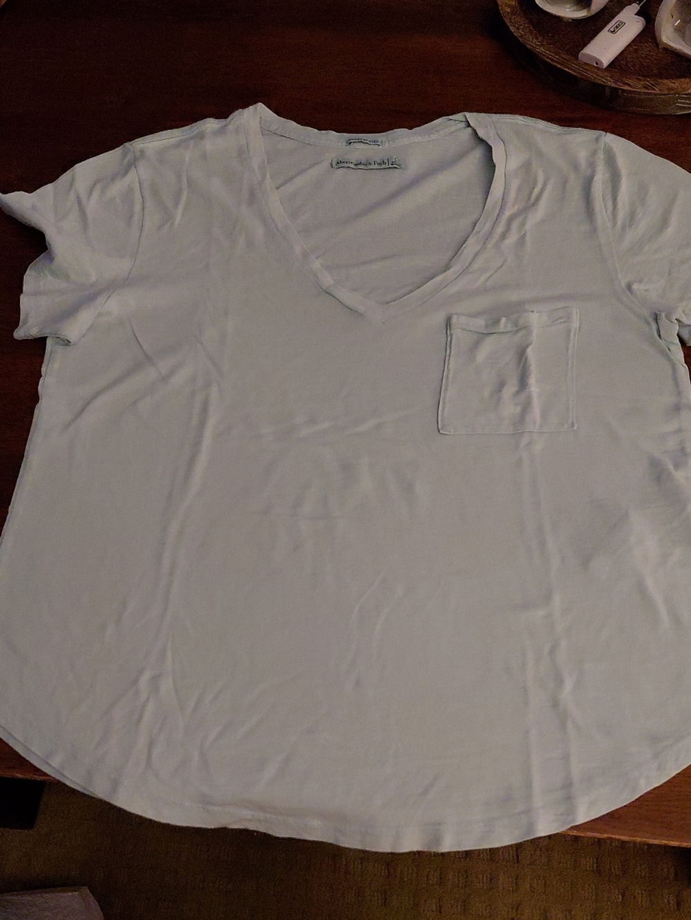 Abercrombie & Fitch Pale Blue V-Neck Pocket Tee